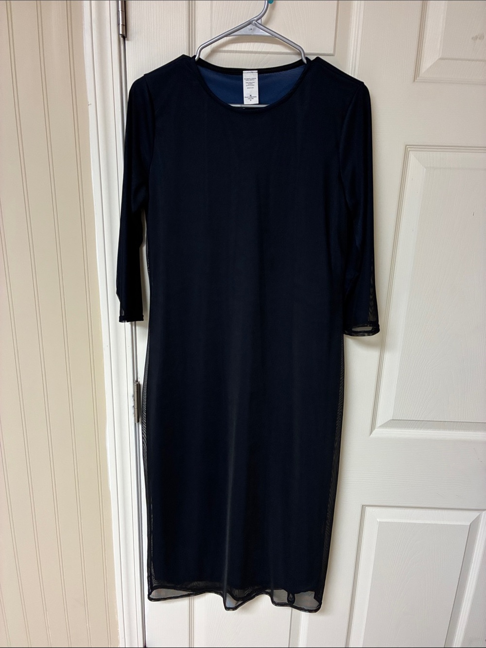 Classic Black Sheath Dress with Three-Quarter Sleeves